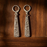Vintage Floral Bar Leverback Dangle Earrings