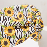 Boho Sunflower Leopard Zebra Print Wide Ruched Headband for Ladies