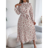 Floral Print Belted Midi Dress