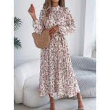 Floral Print Belted Midi Dress