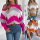 Cold‑Shoulder Geometric Color Block Knit Sweater