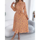 Floral Print Belted Midi Dress