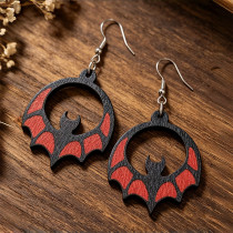 Halloween Bat Wooden Dangle Earrings