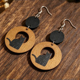 Halloween Black Cat Wooden Dangle Earrings