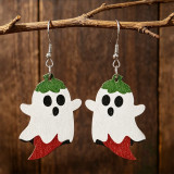 Halloween Ghost Chili Wooden Earrings