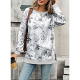 Camo Print Side Slit Crew Neck Sweatshirt