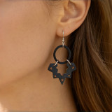 Halloween Bat Wooden Hoop Dangle Earrings