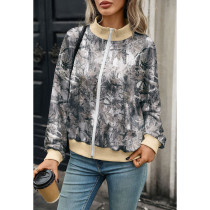 Camo Print Full Zip Bomber Jacket