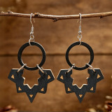 Halloween Bat Wooden Hoop Dangle Earrings