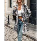 Camo Print Open Front Cardigan