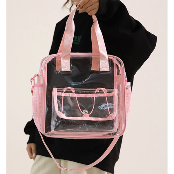 Stadium Approved Clear PVC Tote Bag Multi‑Pocket Transparent Crossbody Handbag for Concert Sports Events