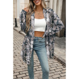Camo Print Open Front Cardigan