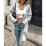 Camo Print Open Front Cardigan