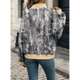 Camo Print Full Zip Bomber Jacket