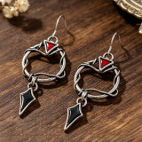 Gothic Twist Red Black Hoop Earrings