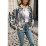 Camo Print Full Zip Bomber Jacket