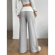 Fold‑Over Waist Wide Leg Sweatpants Soft Casual Loose Loungewear Trousers