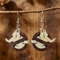 Halloween Ghost Sign Wooden Dangle Earrings
