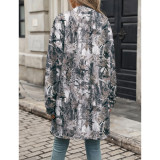 Camo Print Open Front Cardigan