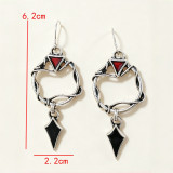 Gothic Twist Red Black Hoop Earrings