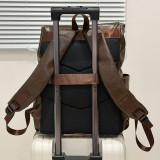 Retro Faux Leather Large Laptop Backpack Casual School Travel Daypack
