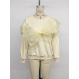Women 3D Bow Decor Loose Sweatshirt