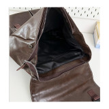 Retro Faux Leather Large Laptop Backpack Casual School Travel Daypack