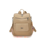 Nylon Anti‑Theft Convertible Backpack Women Multi‑Pocket Casual Daypack With Printed Wide Strap