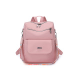 Nylon Anti‑Theft Convertible Backpack Women Multi‑Pocket Casual Daypack With Printed Wide Strap