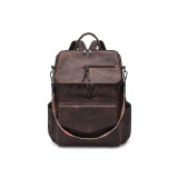 Retro Faux Leather Convertible Backpack Anti‑Theft Travel Bag With Floral Wide Strap