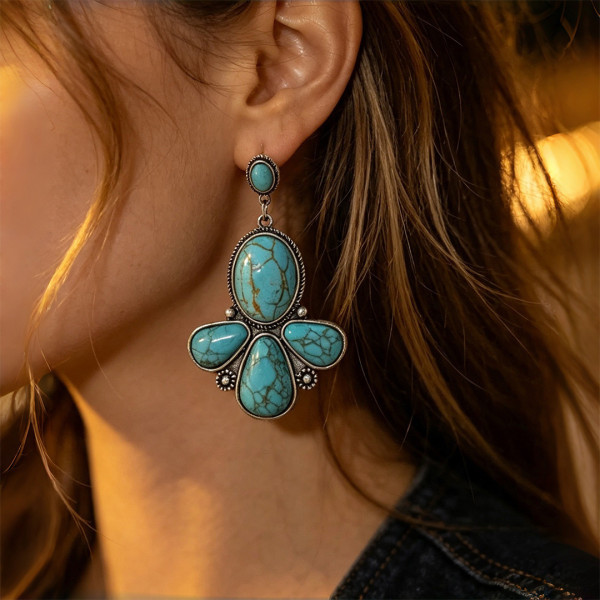 Boho Turquoise Western Dangle Earrings