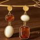 Vintage Asymmetric Amber Drop Earrings