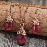 Vintage Wire Wrapped Teardrop Amber Drop Earrings