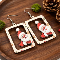 Christmas Santa Wooden Dangle Earrings