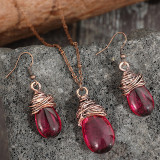 Vintage Wire Wrapped Teardrop Amber Drop Earrings