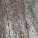 Vintage Wire Wrapped Teardrop Amber Drop Earrings