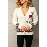 Women Christmas Reindeer Knit Cardigan
