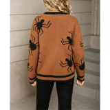 Halloween Spider Pattern Knit Sweater