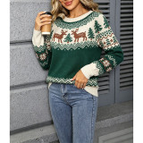Women Christmas Reindeer Fair Isle Knit Sweater