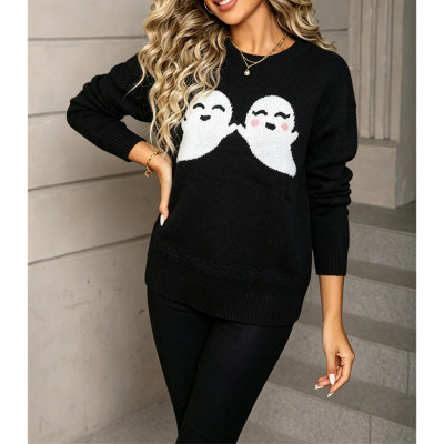 Halloween Cute Ghost Graphic Knit Sweater