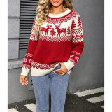 Women Christmas Reindeer Fair Isle Knit Sweater