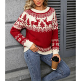 Women Christmas Reindeer Fair Isle Knit Sweater