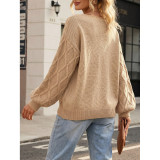 Satin Bow Decor Cable Knit Sweater