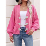 Horn Toggle Button Cropped Knit Cardigan