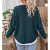 Women Henley Button Knit Sweater