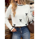 Lace Ruffle Neck Bow Decor Knit Sweater