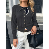 Women Scarf Tie Knit Cardigan Sweater