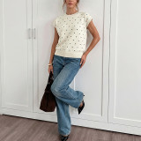 Polka Dot Cap Sleeve Knit Sweater Vest