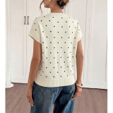 Polka Dot Cap Sleeve Knit Sweater Vest