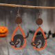 Halloween Black Cat Cutout Teardrop Wooden Dangle Earrings